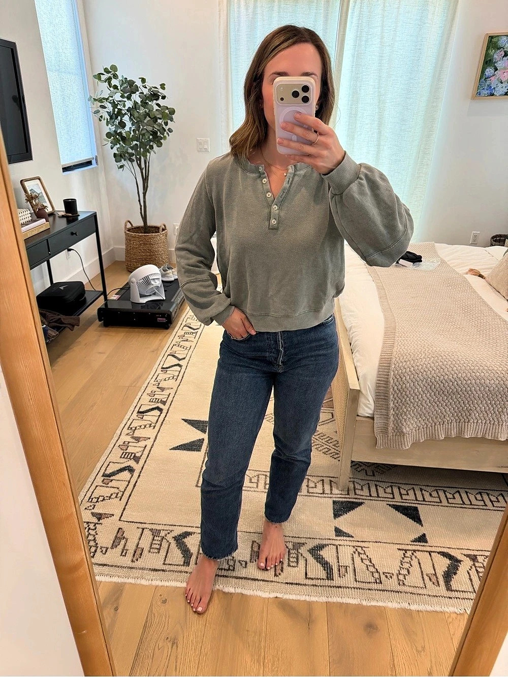 Z Supply Sage Green Henley Sweatshirt